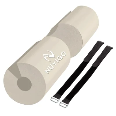 Image of Barbell Pad Squat for Lunges and Squats Hip Thrust Standard Olympic Bars Provides Cushion to Neck Shoulders While Training (PEARL WHITE)