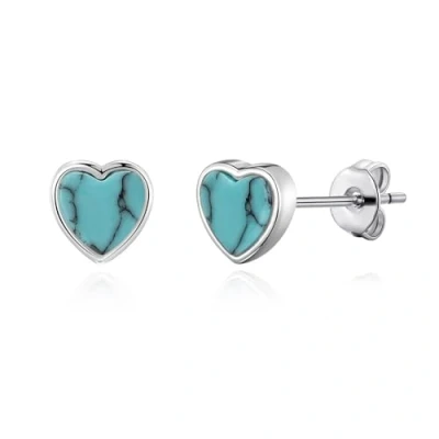 Image of Philip Jones Synthetic Turquoise Heart Stud Earrings