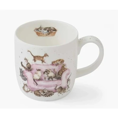 Image of Royal Worcester Wrendale Deigns Cattitude 0.3 Litre Ceramic Mug with Cat Motifs