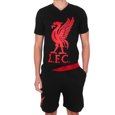 Image of Liverpool FC Official Gift Mens Loungewear Short Pyjamas Black XL