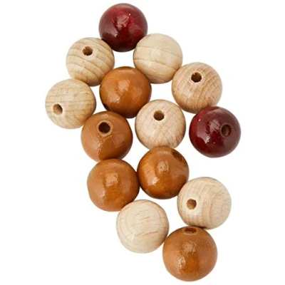 Image of GLOREX Wooden beads 14 pieces brown mix, Wood, 15mm (145St)