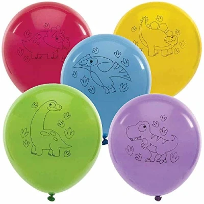 Image of Baker Ross FC983 Dinosaur Party Balloons Pack of 10, Kids Decorations, for Birthday Parties,