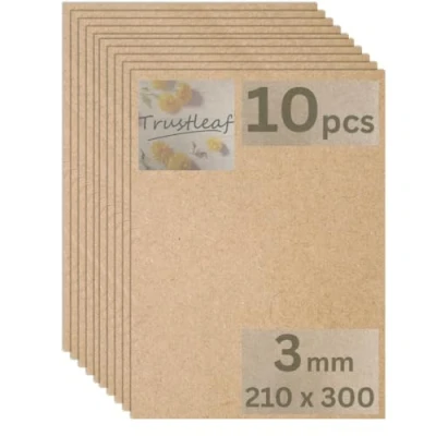 Image of &quot;Trustleaf 10 x 3mm MDF sheets, Medite, Laser, Crafts, DIY (3mm 210mm 300mm,A4, 10)&quot;