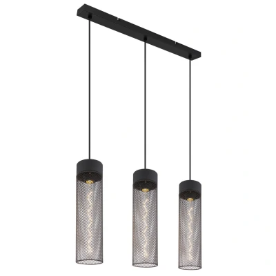 Image of Hans Bar Pendant Ceiling Light Matt Black 3x E27