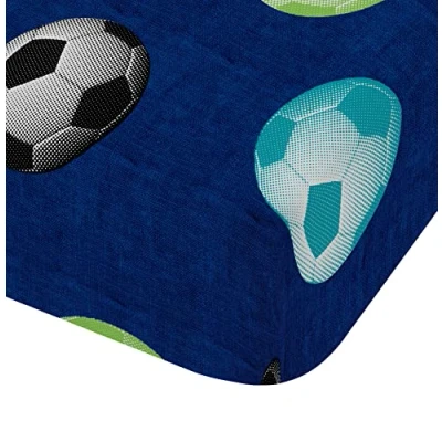 Image of Football Blue Fitted Sheet 90 cm Bed (90 x 200)