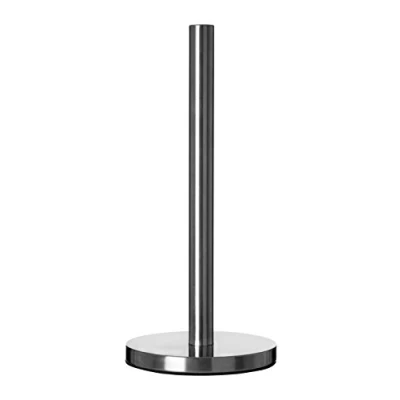 Image of Premier Housewares 511187 Brushed Sleek Kitchen Roll Holder Free Standing Vertical Paper Towel Stand Stainless Steel With Base 33 x 15 , Silver