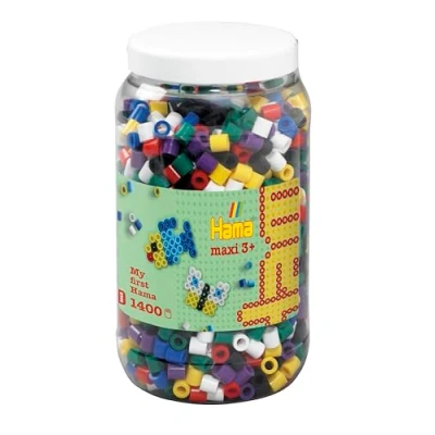 Image of Hama 10.8540 1,400 Maxi Beads in Tub Solid Mix, Klein