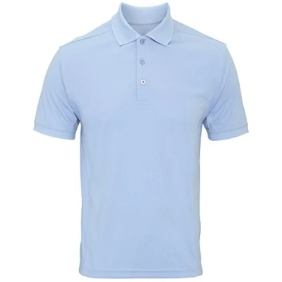 Image of Premier Mens Coolchecker Pique Short Sleeve Polo T Shirt (M) (Light Blue)