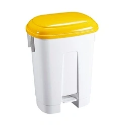 Image of Derby 60 Litre White/Yellow Plastic Pedal Bin 348014