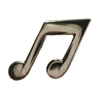 Image of Metal Enamel Pin Badge Brooch Music Notes Crochet Quaver Chrome Tone