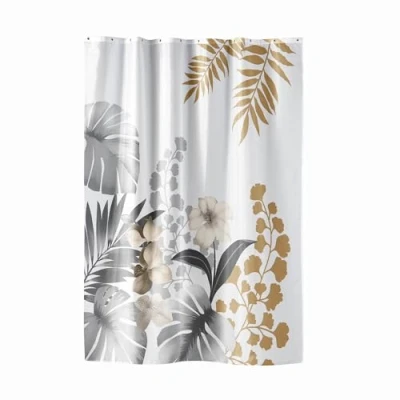 Image of Douceur d&#039;Intérieur Shower Curtain, Polyester, White, 180 x 200 cm