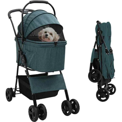 Image of Folding Pet Stroller Green 81 x 47 99 cm Oxford fabric vidaXL