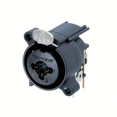 Image of Neutrik NCJ6FA H Panel Socket Angled Contacts XLR Pin Connector 3 Black 1 Piece
