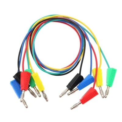 Image of EMSea 5Pcs Dual 4mm Banana Plug 5 Colors Multimeter Test Leads Lead Wire Silicone Pluggable Cable for Laboratory Electric Testing 50cm