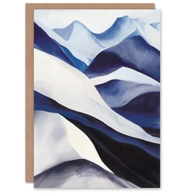 Image of Artery8 Snowy Mountains Painting Simple Calm Landscape Greeting Birthday Card Him Her All Blank