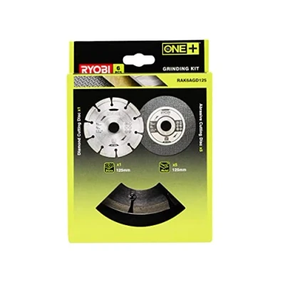 Image of Ryobi RAK6AGD125 Angle Grinder 125mm Cutting Kit (6 Piece), Grey