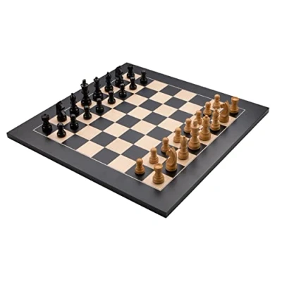 Image of Engelhart 170492 Luxury inlaid Wooden Chess Set Chessboard Maple and/or Walnut + pieces in Wodden Case (50 cm, Black)