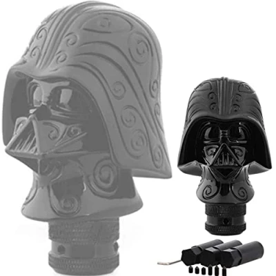 Image of JINGLINGKJ Gear Shift Knob Imitating a Real Darth Vader Manual Stick at MT Car Universal Fashion Shifter Lever Head with 3 Types of Adapters (Black)
