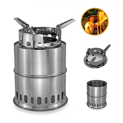 Image of APG Large Size Camping Wood Stove Split Portable Gas Stainless Steel Firewood Burners Backpacking Furnace