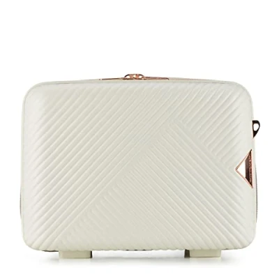 Image of WITTCHEN Cosmetic Case Travel Suitcase Carry On Cabin Luggage Hardshell Made of Polycarbonate Combination Lock GL Style Line White