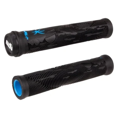 Image of ODI Hucker BMX Grips w/Flange 160mm Black/Blue