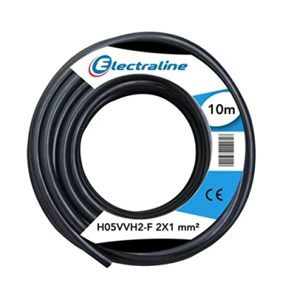 Image of electroline 10981 H05VVH2 F Cable Cross Section 2 x 1 mm Length 10 m Black