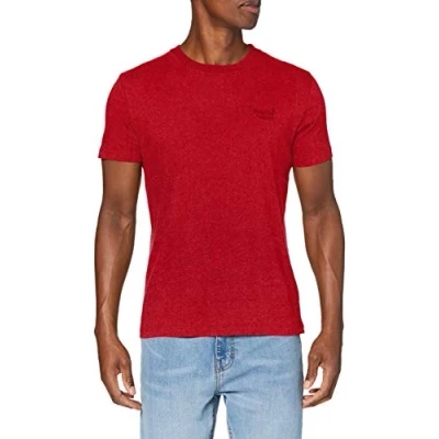 Image of Superdry Men&#039;s OL Vintage EMB TEE T Shirt, Shock Fire Red Grit, XX Large