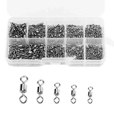 Image of 210Pcs Fishing Swivel, Stainless Steel Rolling Swivel Snap Bearing Swivels Connector Terminal Tackle Other Tools and Accessories