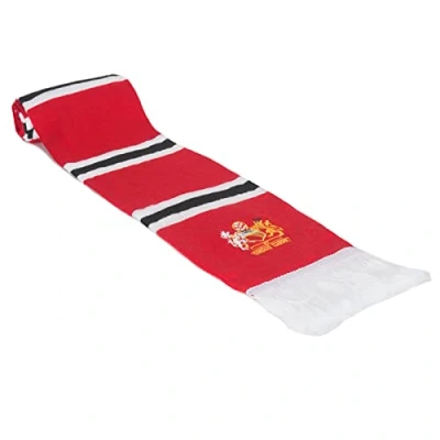 Image of fan originals Scarf Manchester Crest in United Colours 3 Bar Red White Black