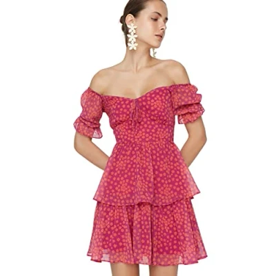 Image of Trendyol Women Mini Skater Relaxed fit Woven Dress Multicolor