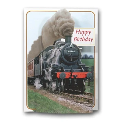 Image of The Pictoria Press HAPPY BIRTHDAY Steam Engine Train Locomotive Railway a 3D Pop Up Greeting Card from