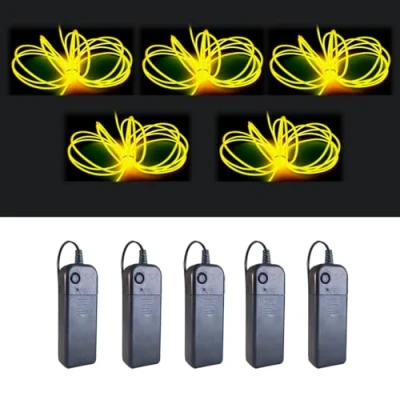 Image of MaxLax EL Wire 5 Pack, 9ft Neon Light Noise Reduction with Battery Pack (9ft Yellow)