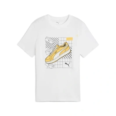 Image of Puma Graphics TEE Unisex Print Tshirt for kids, Size: 12y (11 12y), White