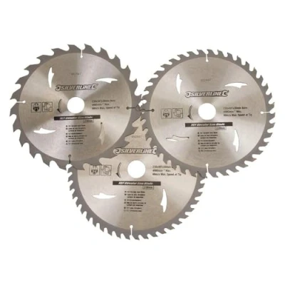 Image of Silverline TCT Circular Saw Blades 24, 40, 48T 3pk 230 x 30 25, 20, 16mm Rings