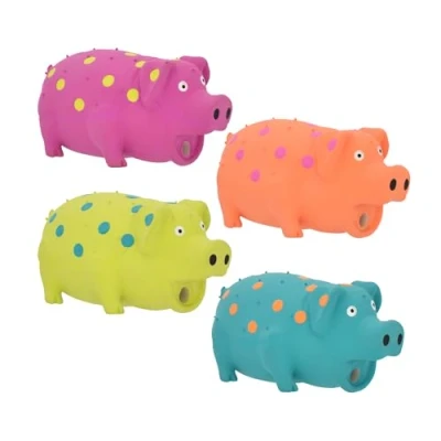 Image of Multipet 9 Inch Latex Polka Dot Globlet Pig Dog Toy, Assorted Colors
