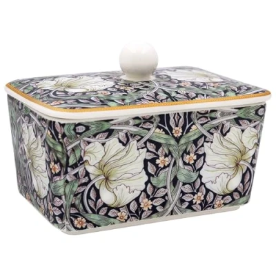 Image of The Leonardo Collection William Morris Pimpernel Butter Dishes for Kitchen &amp; Home Dishwasher Safe Dish with Lid Keep Fresh Durable BPA Free Butterdish Storage