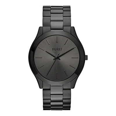 Image of BUREI Fashion minimalist Business Men&#039;s Wrist Watches Stainless Steel Waterproof Quartz Watch for Man, All Black,