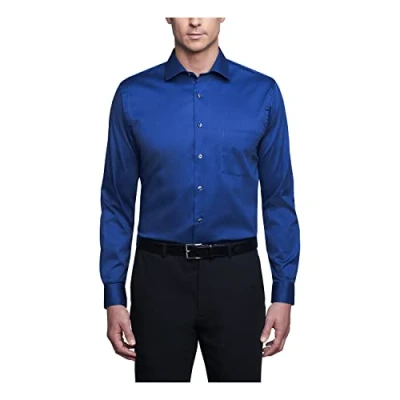 Image of Van Heusen Men&#039;s Dress Shirt Regular Fit Flex Collar Stretch Solid, Royal Blue, 17&quot; Neck 34&quot; 35&quot; Sleeve