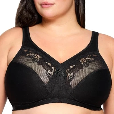 Image of Glamorise Full Figure Plus Size MagicLift Minimizer Bra Wirefree #1003 Black