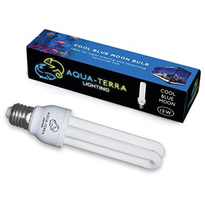 Image of Aqua Terra Lighting 15W Cool Blue Moon Replacement Bulb for The Fish Pod 48/64 and 120 Litre Aquarium E27 Standard Screw Base Ideal Chilled Out After Dark Effect