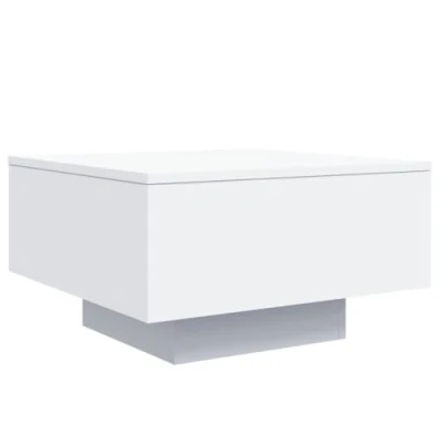 Image of vidaXL Engineered Wood Square Coffee Table with Vibrant LED Lights White Ideal for Living Room, Office
