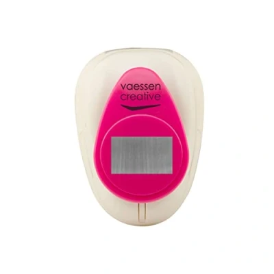 Image of Vaessen Creative Craft Paper Punch Rectangle 1,2 x 2,2 cm Circle Cutter for Crafting and Card Making, White/Pink