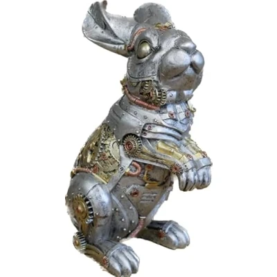 Image of Venture Vehicles Detailed Steampunk Style Resin Rabbit Ornament, Gold,silver