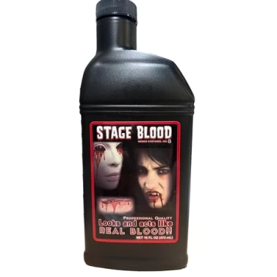 Image of Bottle of Fake Vampire Blood Halloween Fancy Dress Theatrical Make Up 0.4L