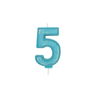 Image of CULPITT Sparkle Number Candles for Cake &amp; Cupcakes, Single Numbers from 0 9, Say Happy Birthday with These Candle Sparklers, Celebrate Birthdays Anniversaries Flair Blue 5