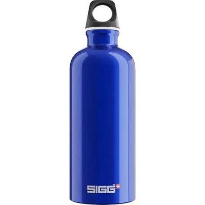 Image of SIGG Aluminium Water Bottle Traveller Blue Climate Neutral Certified Suitable For Carbonated Beverages Leakproof Lightweight BPA Free 0.6 L