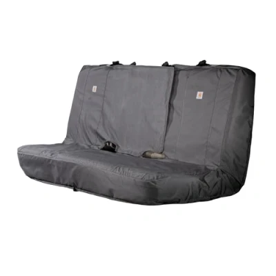 Image of Carhartt Universal Nylon Duck Canvas Automotive Bench Seat Covers, Durable Fitted Full Size Protection with Rain Defender, Gravel