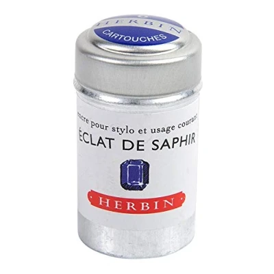Image of Jacques Herbin 20116T A box of 6 ink cartridges for fountain pens and rollerball (product without packaging zero waste objective), Eclat de saphir