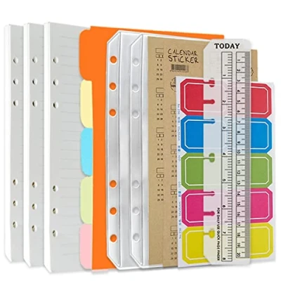 Image of DY.2ten Refillable A5 Notebook Set, 3 Pack Lined Refill Paper, Clear Zipper Binder Pockets, Dividers, Index Tabs, Ruler Marker, Paper for 6 Ring Binders Planner