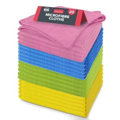 Image of 20pk Microfibre Car Cleaning Cloths 28cm x Polishing Cloth &amp; Drying Towel Detailing Products